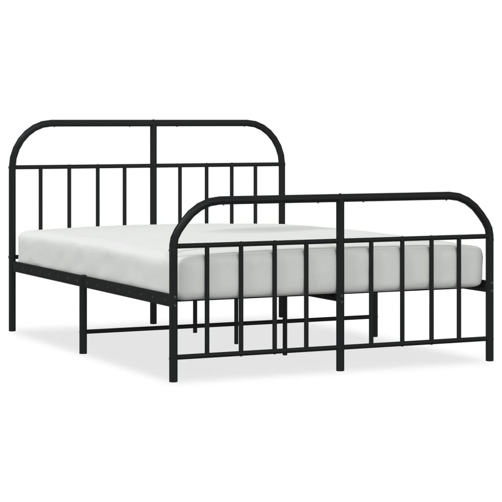 vidaXL Metal Bed Frame without Mattress with Footboard Black 140x200 cm