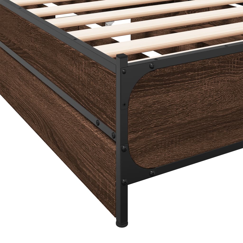 vidaXL Bed Frame with Drawers without Mattress Brown Oak 90x190 cm Single