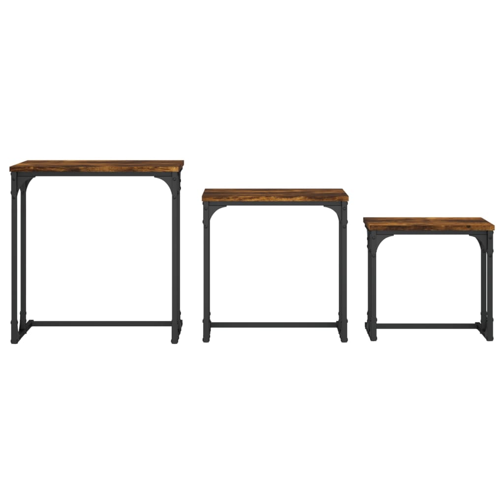 vidaXL Nesting Coffee Tables 3 pcs Smoked Oak Engineered Wood