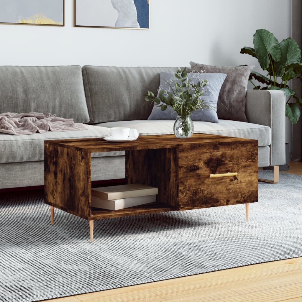 vidaXL Coffee Table Smoked Oak 90x50x40 cm Engineered Wood