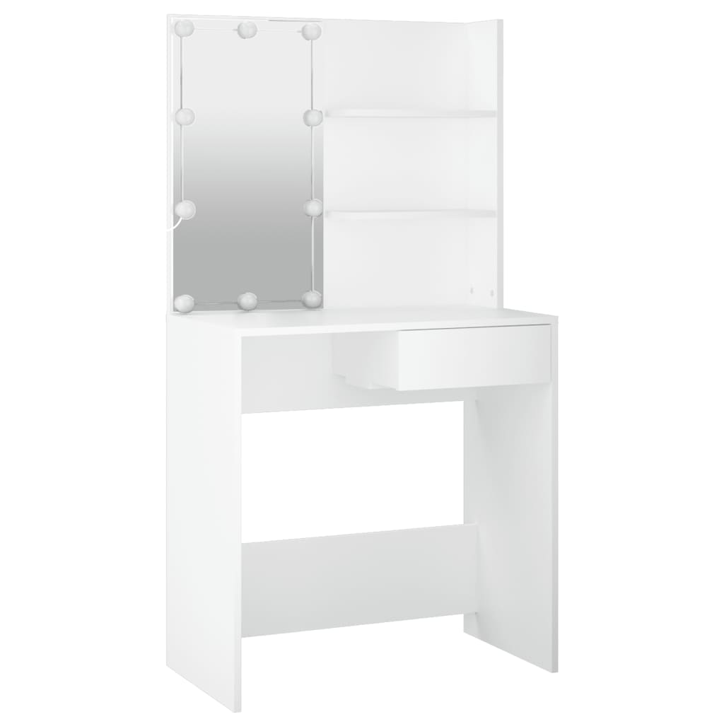 vidaXL Dressing Table Set with LED White Engineered Wood