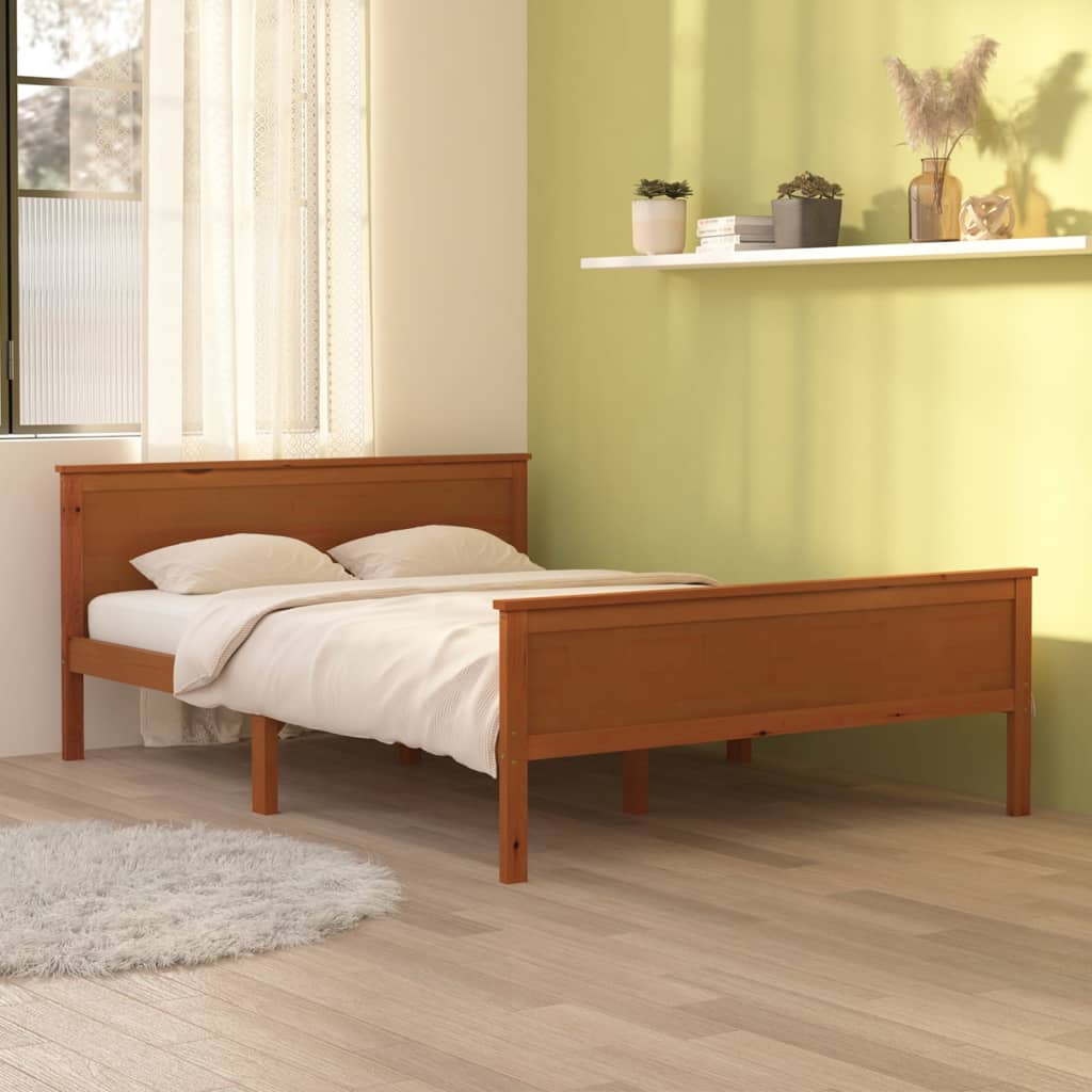 vidaXL Bed Frame without Mattress Honey Brown Solid Wood Pine 120x200 cm