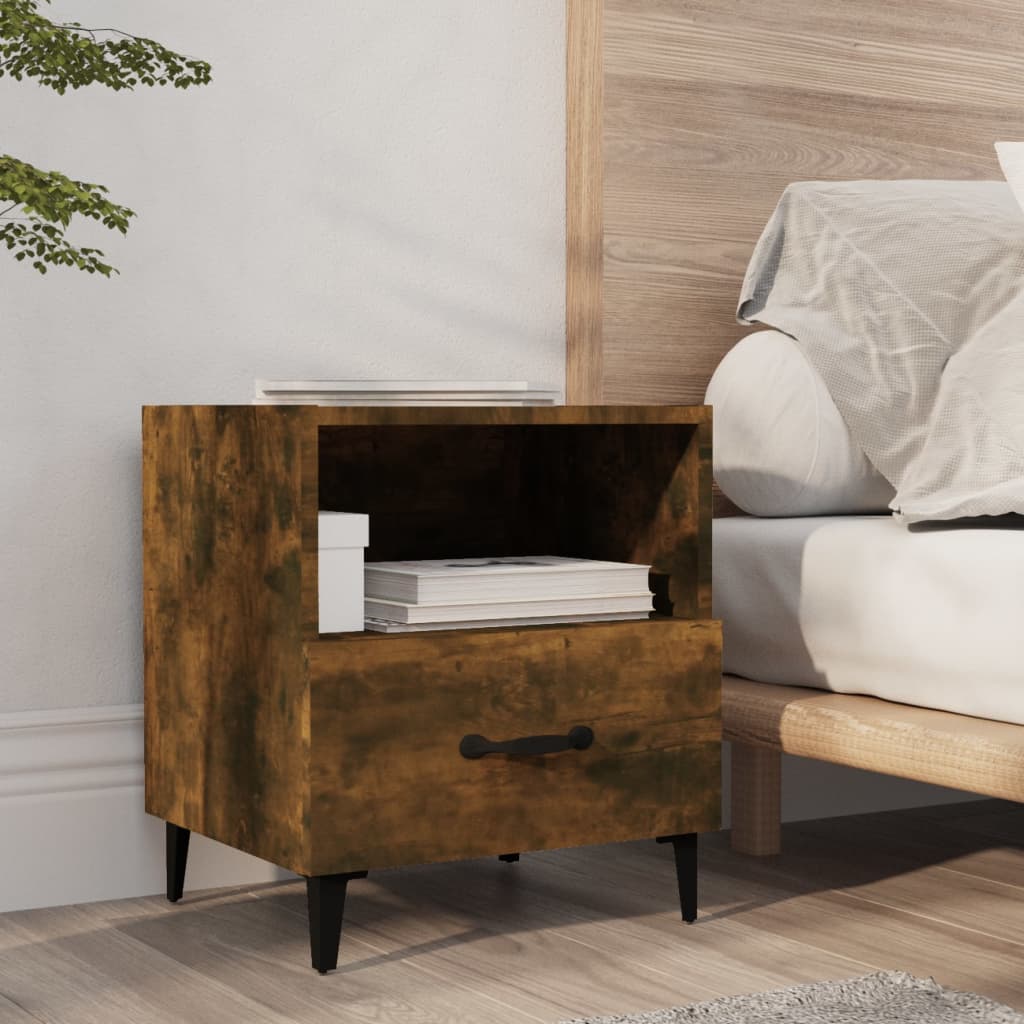 vidaXL Bedside Cabinet Smoked Oak Engineered Wood