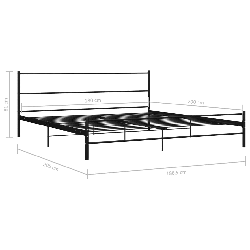 vidaXL Bed Frame without Mattress Black Metal 180x200 cm Super King