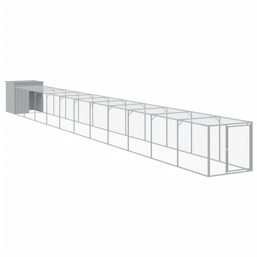 vidaXL Chicken Cage with Run Light Grey 110x1221x110 cm Galvanised Steel