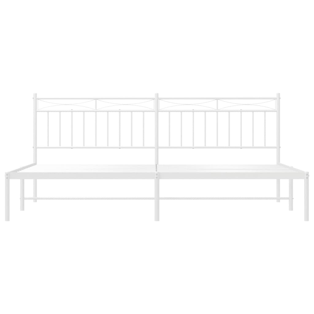 vidaXL Metal Bed Frame without Mattress with Headboard White 200x200 cm