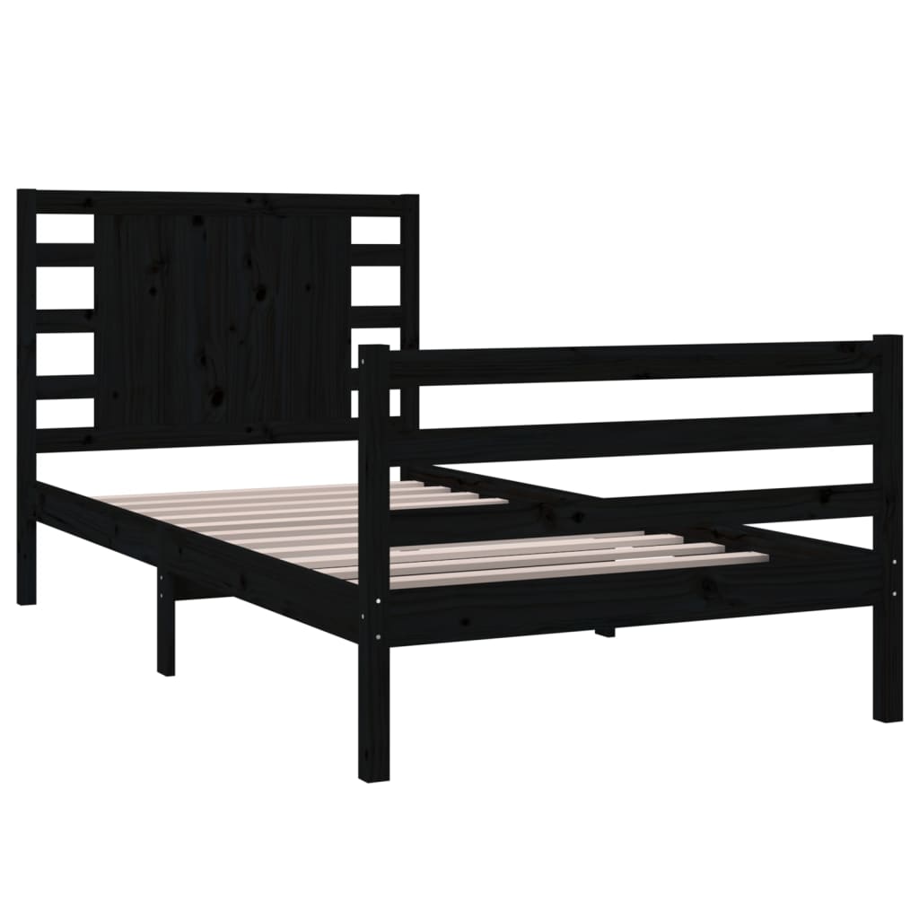 vidaXL Bed Frame without Mattress Black 100x200 cm Solid Wood Pine