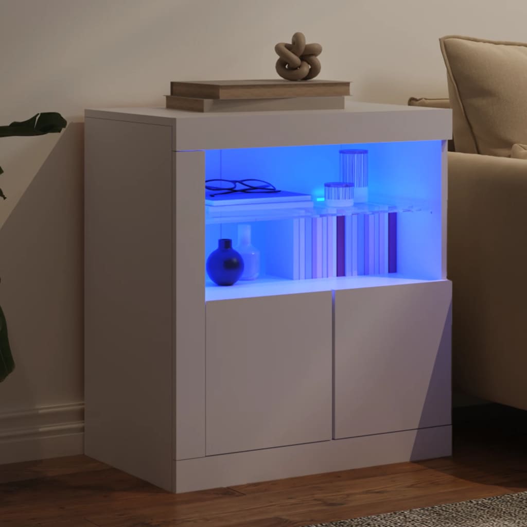 vidaXL Sideboard with LED Lights White 60.5x37x67 cm