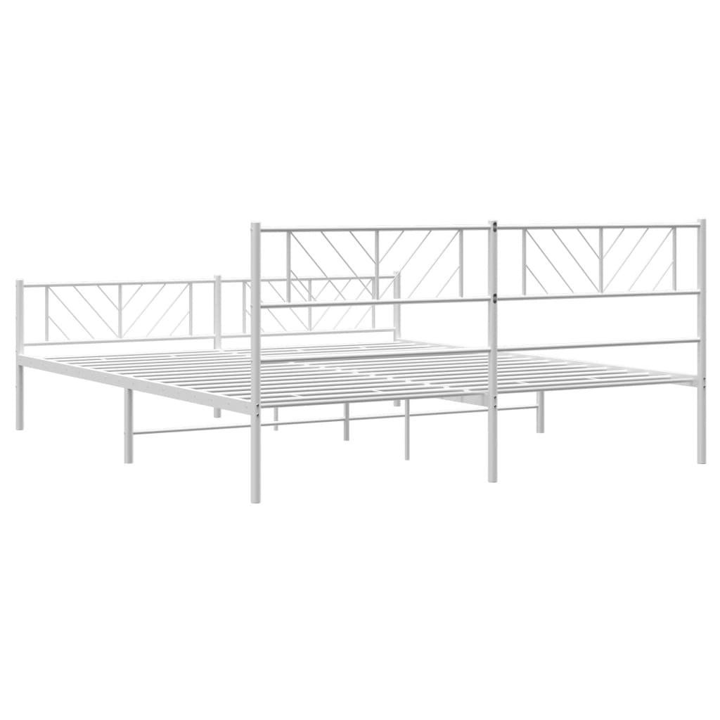 vidaXL Metal Bed Frame without Mattress with Footboard White 183x213 cm