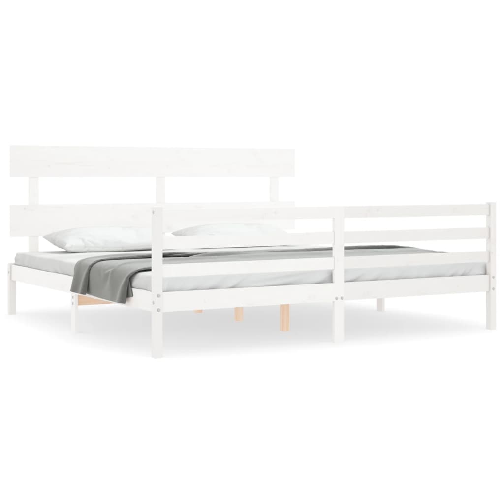 vidaXL Bed Frame without Mattress White Super King Size Solid Wood