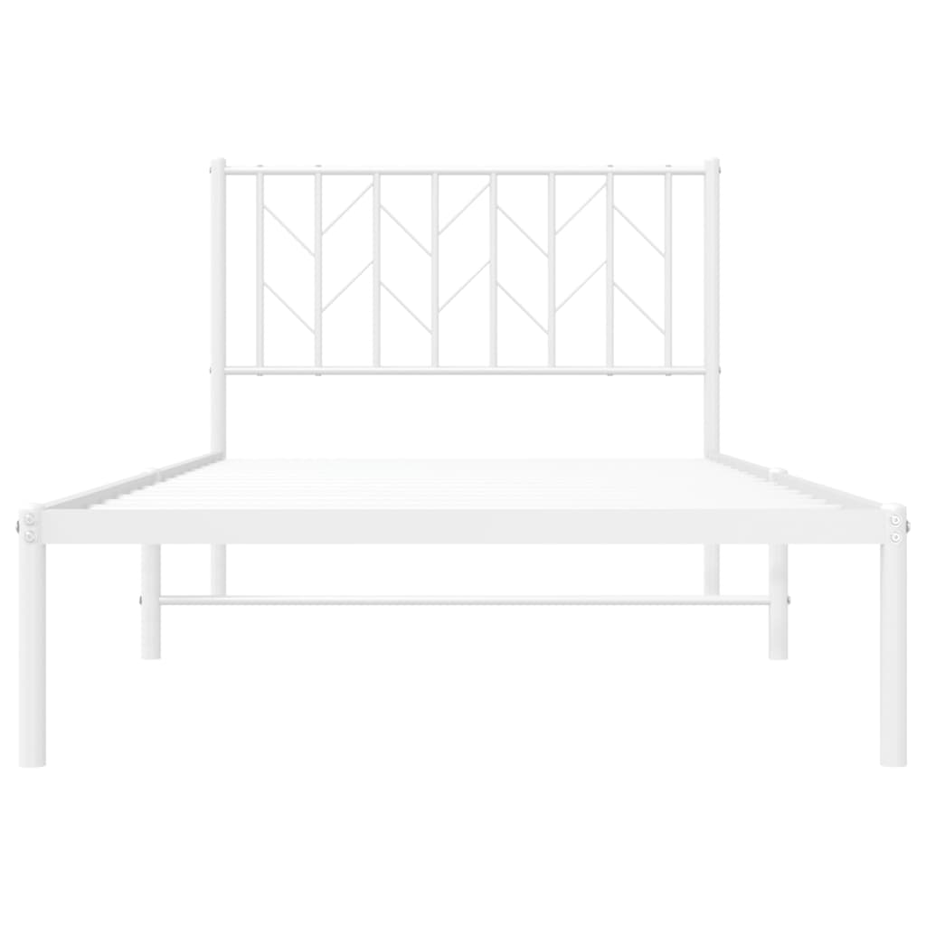 vidaXL Metal Bed Frame without Mattress with Headboard White 100x200 cm