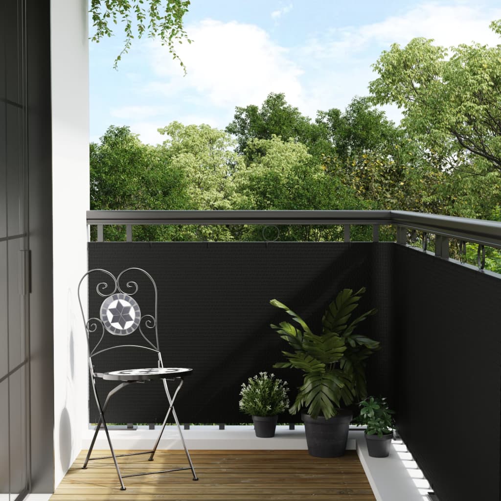 vidaXL Balcony Screen Black 600x100 cm Poly Rattan