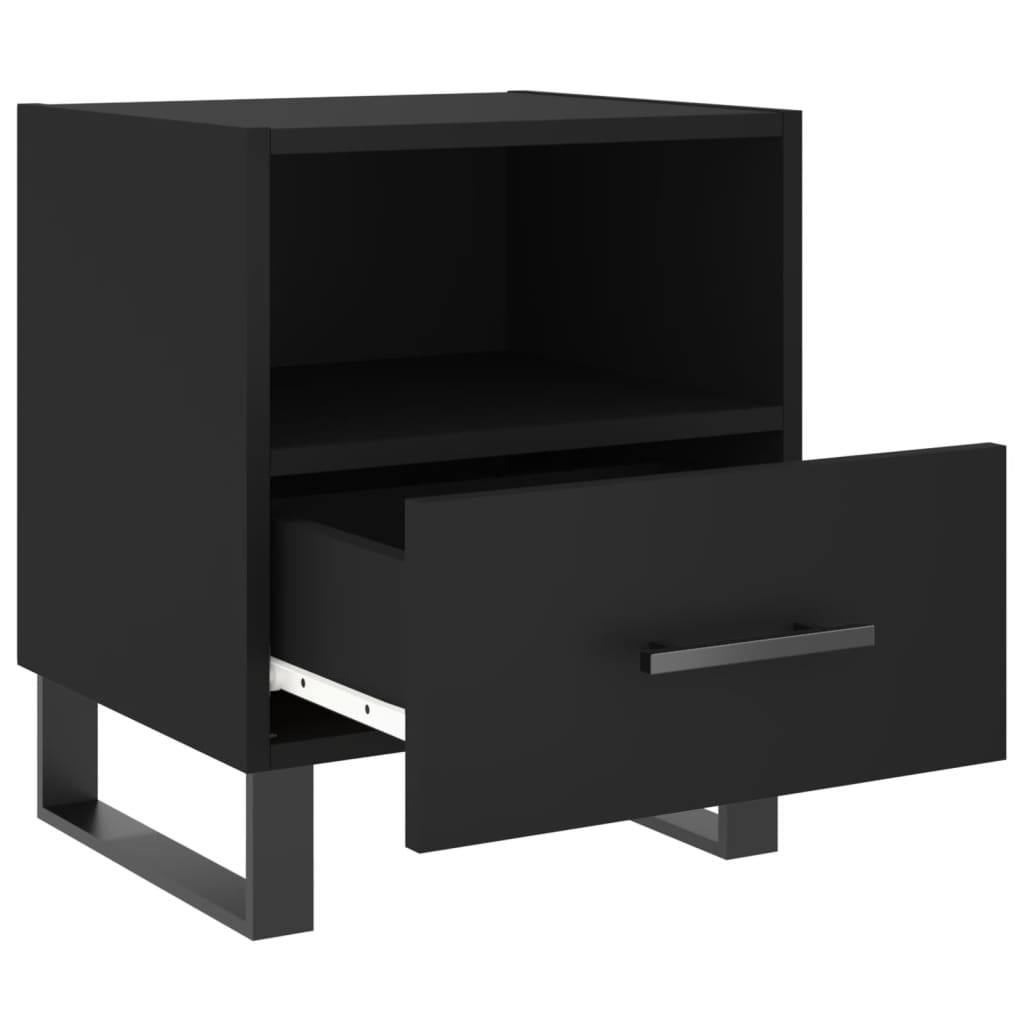 vidaXL Bedside Cabinet Black 40x35x47.5 cm Engineered Wood