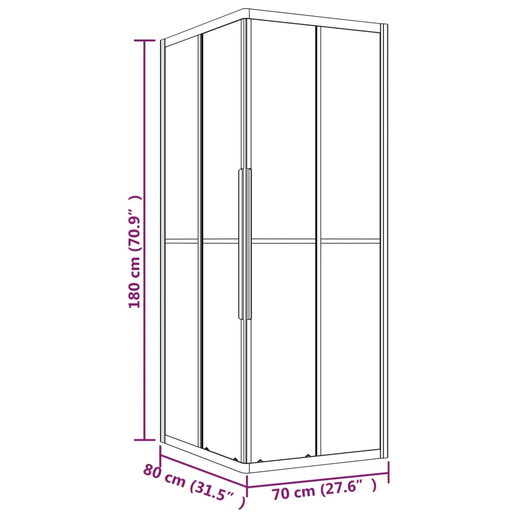 vidaXL Shower Cabin Frosted ESG 80x70x180 cm Black