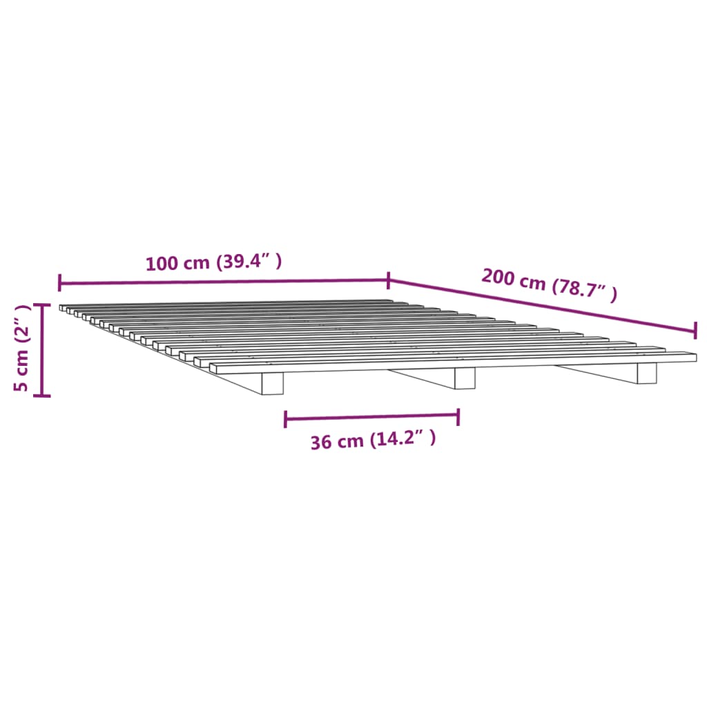 vidaXL Bed Frame without Mattress 100x200 cm Solid Wood Pine