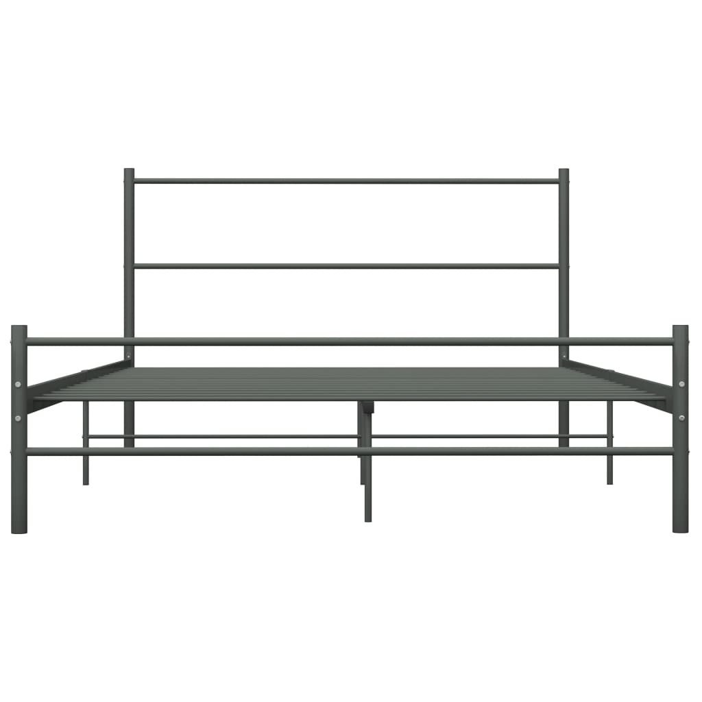 vidaXL Bed Frame with Headboard without Mattress Grey 160x200 cm Metal