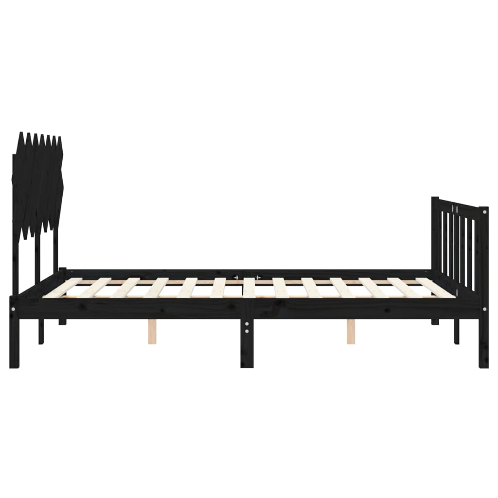 vidaXL Bed Frame without Mattress Black 140x190 cm Solid Wood Pine