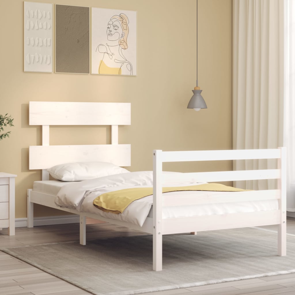 vidaXL Bed Frame without Mattress White 90x200 cm Solid Wood