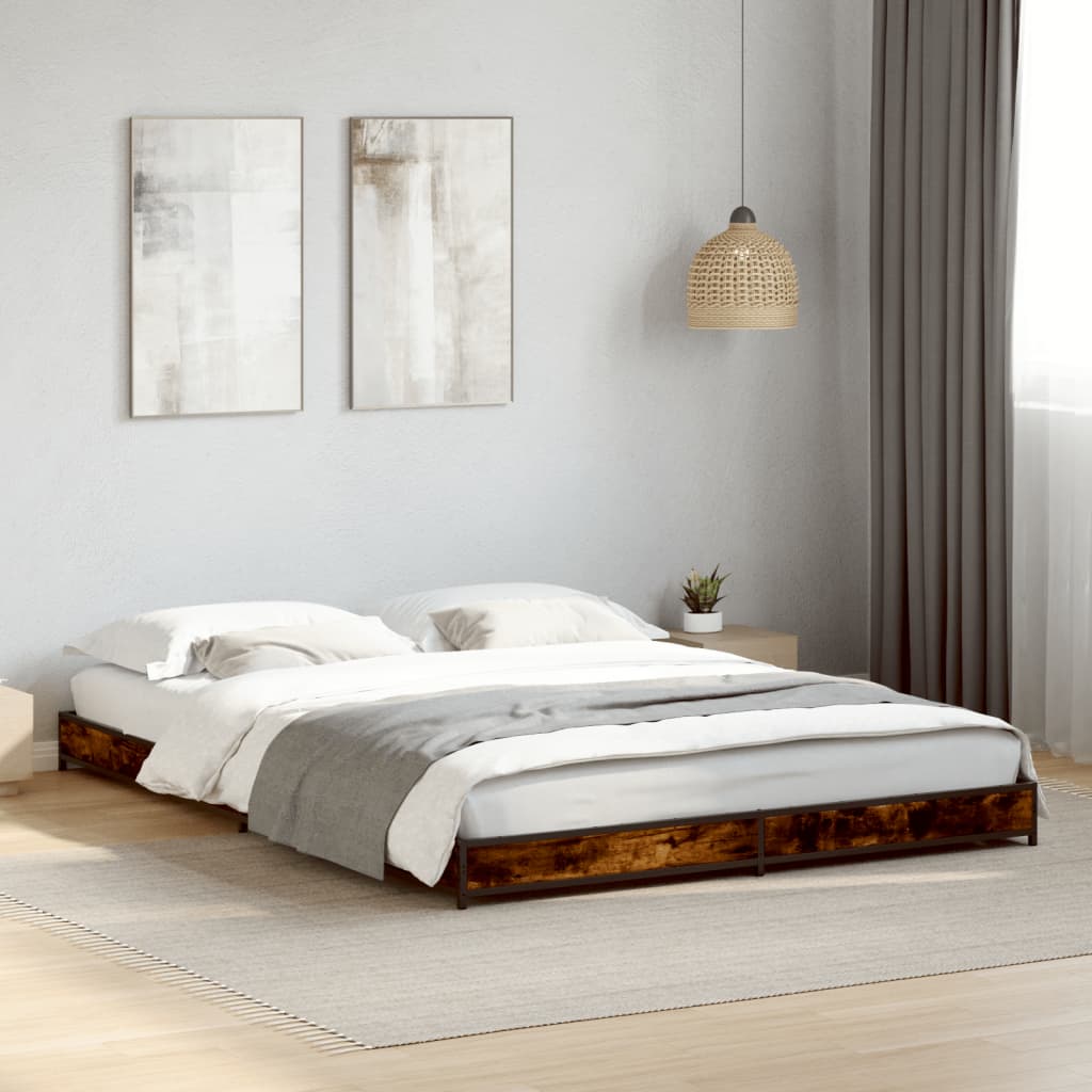 vidaXL Bed Frame without Mattress Smoked Oak 135x190 cm Double