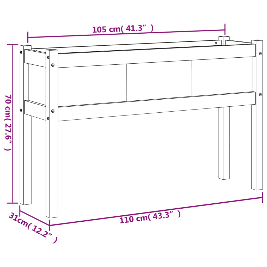 vidaXL Garden Planters 2 pcs with Legs Solid Wood Douglas