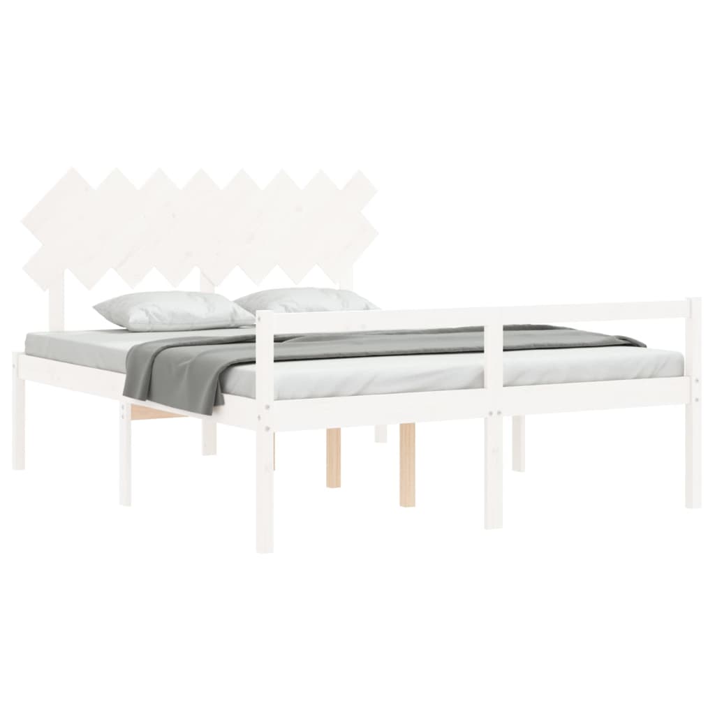 vidaXL Senior Bed without Mattress White 160x200 cm Solid Wood