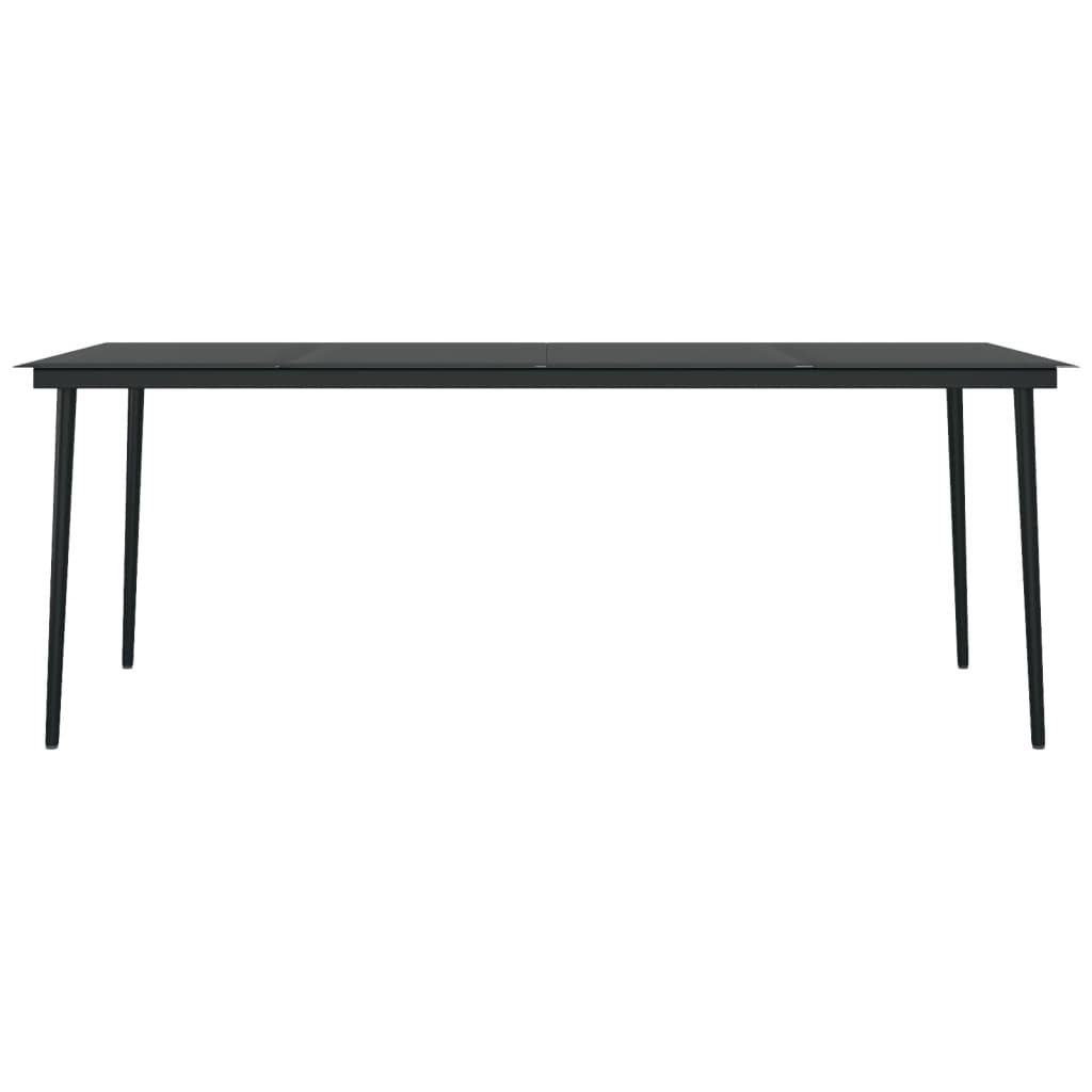 vidaXL Garden Dining Table Black 200x100x74 cm Steel and Glass