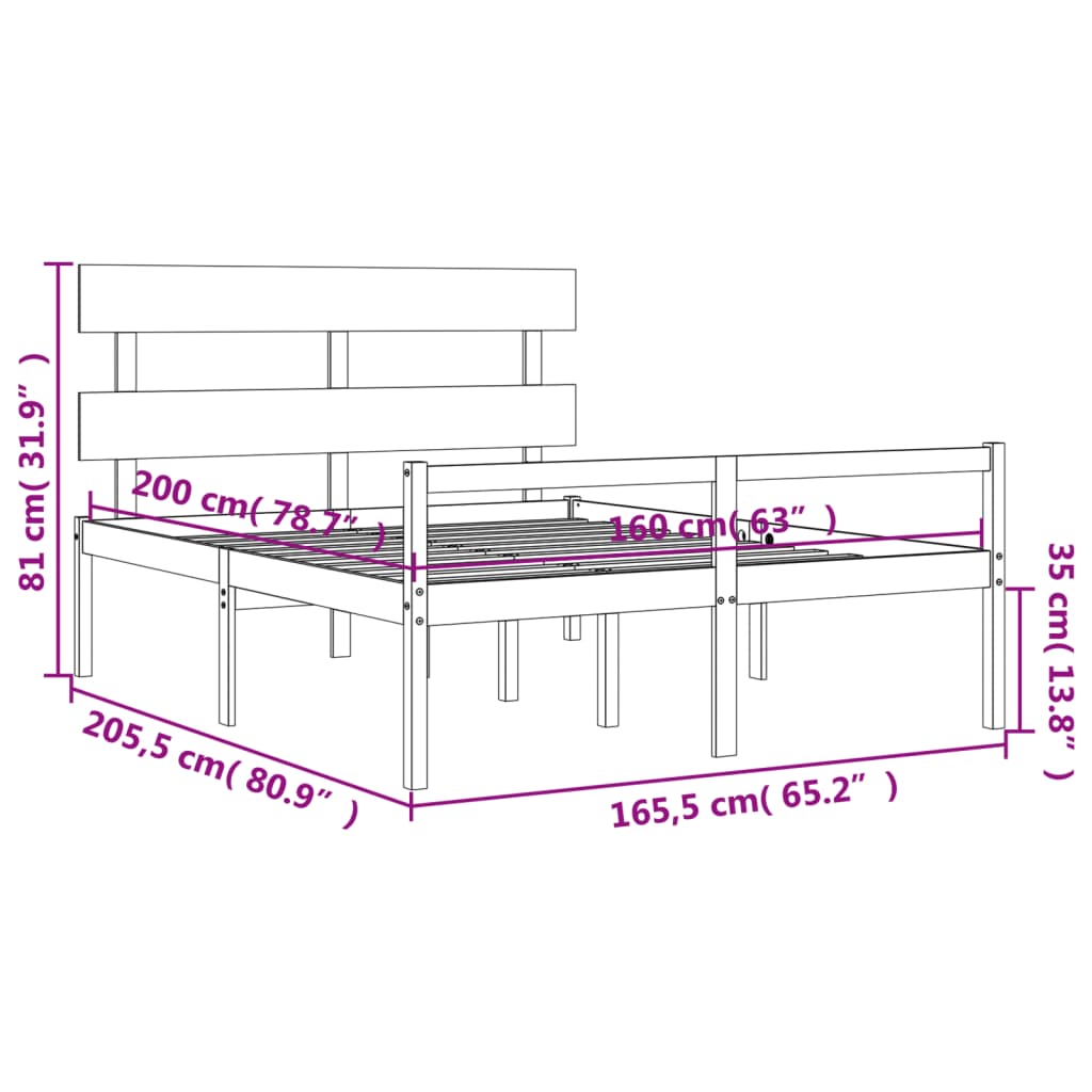 vidaXL Senior Bed without Mattress 160x200 cm Solid Wood