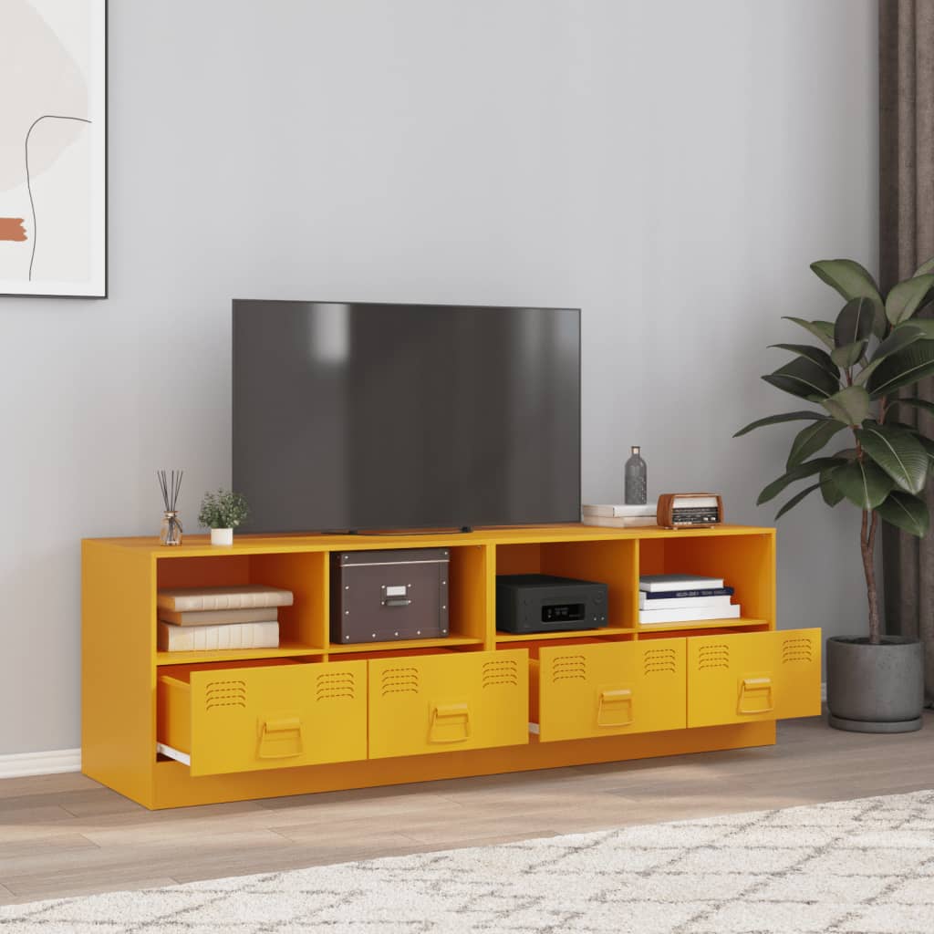 vidaXL TV Cabinets 2 pcs Mustard Yellow 67x39x44 cm Steel