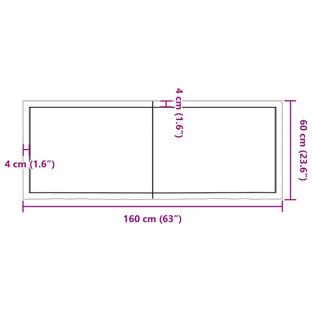 vidaXL Table Top Dark Brown 160x60x(2-6) cm Treated Solid Wood Oak