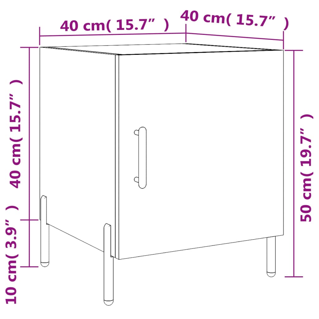 vidaXL Bedside Cabinet Sonoma Oak 40x40x50 cm Engineered Wood