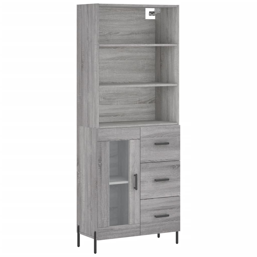 vidaXL Highboard Grey Sonoma 69.5x34x180 cm Engineered Wood