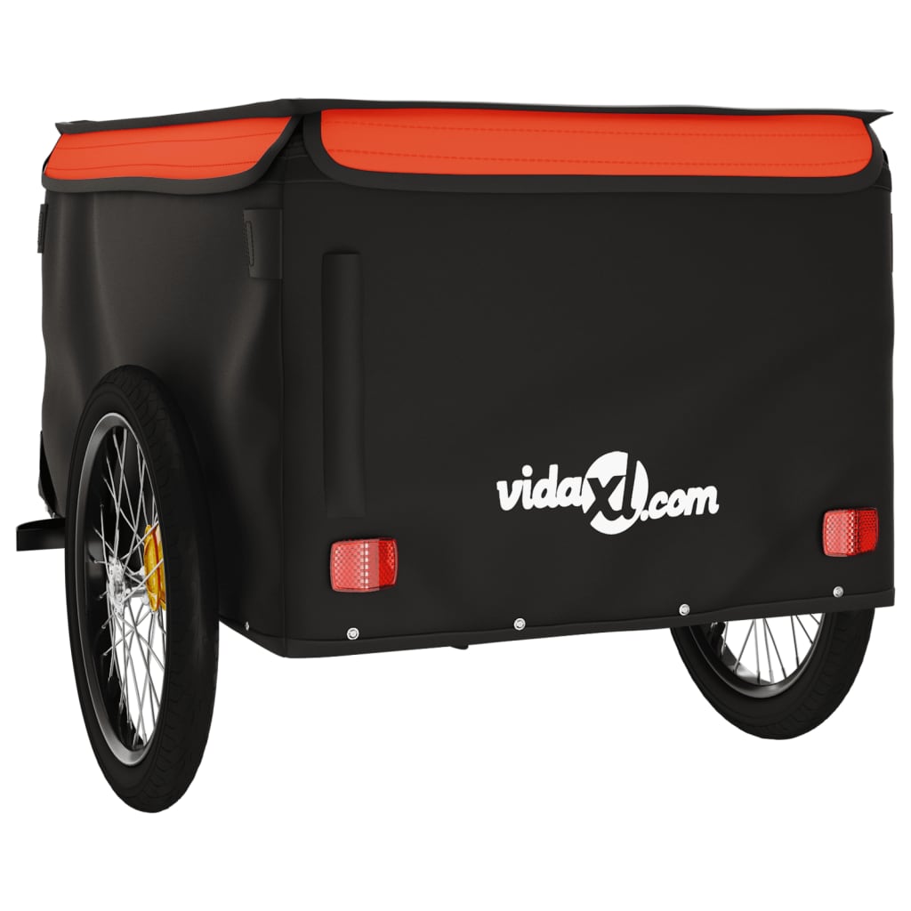 vidaXL Bike Trailer Black and Orange 45 kg Iron