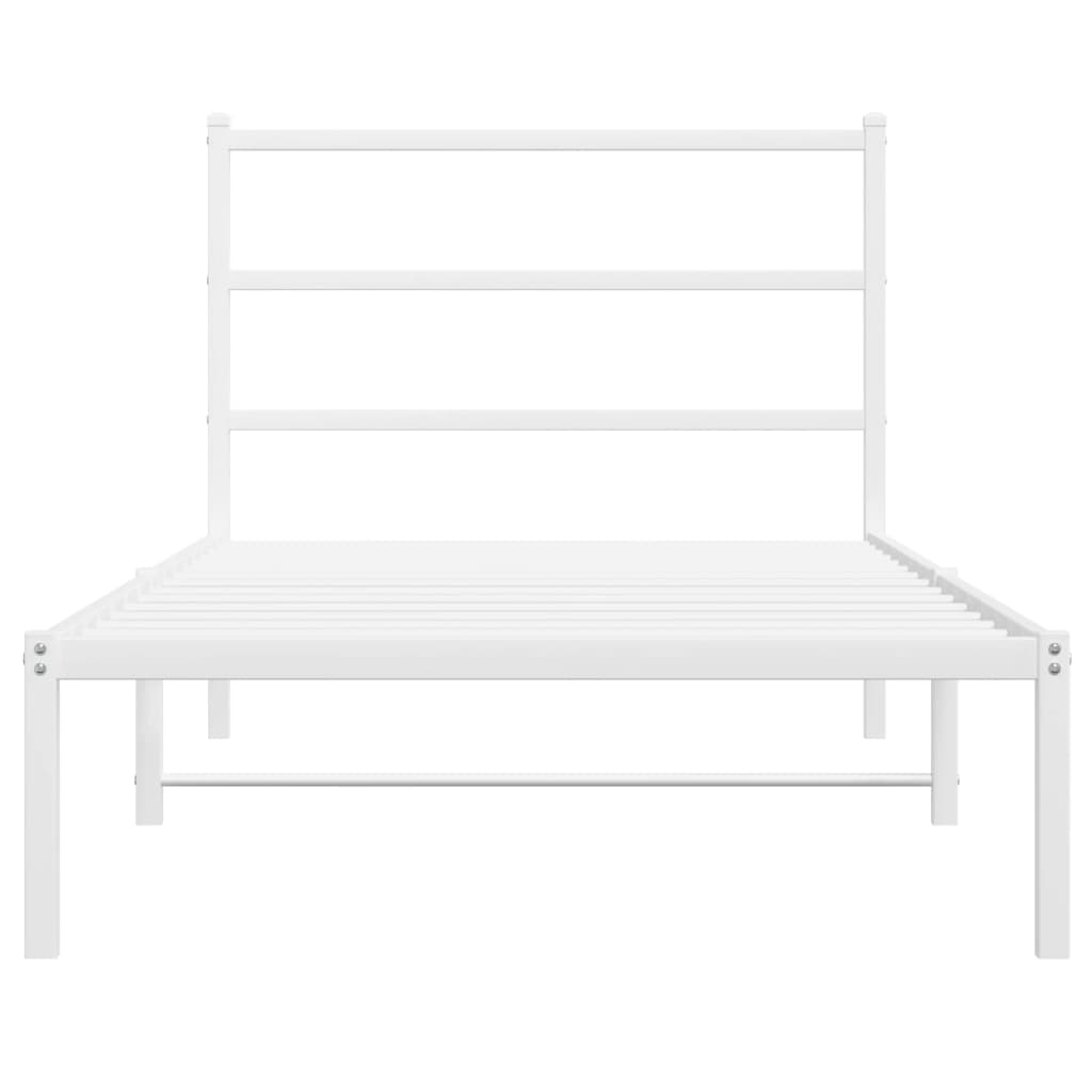 vidaXL Metal Bed Frame without Mattress with Headboard White 100x200 cm