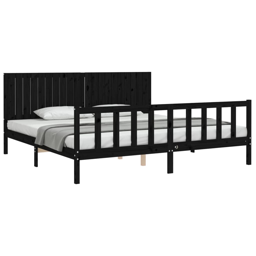 vidaXL Bed Frame without Mattress Black 200x200 cm Solid Wood Pine