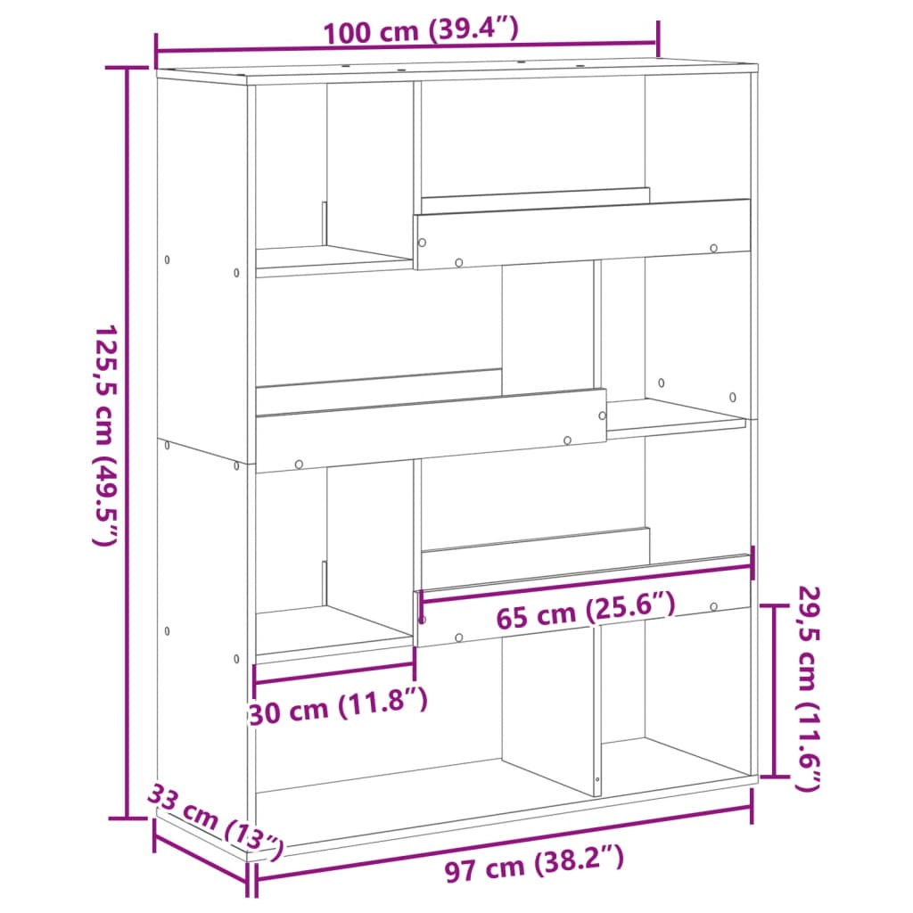 vidaXL Room Divider White 100x33x125.5 cm Engineered Wood