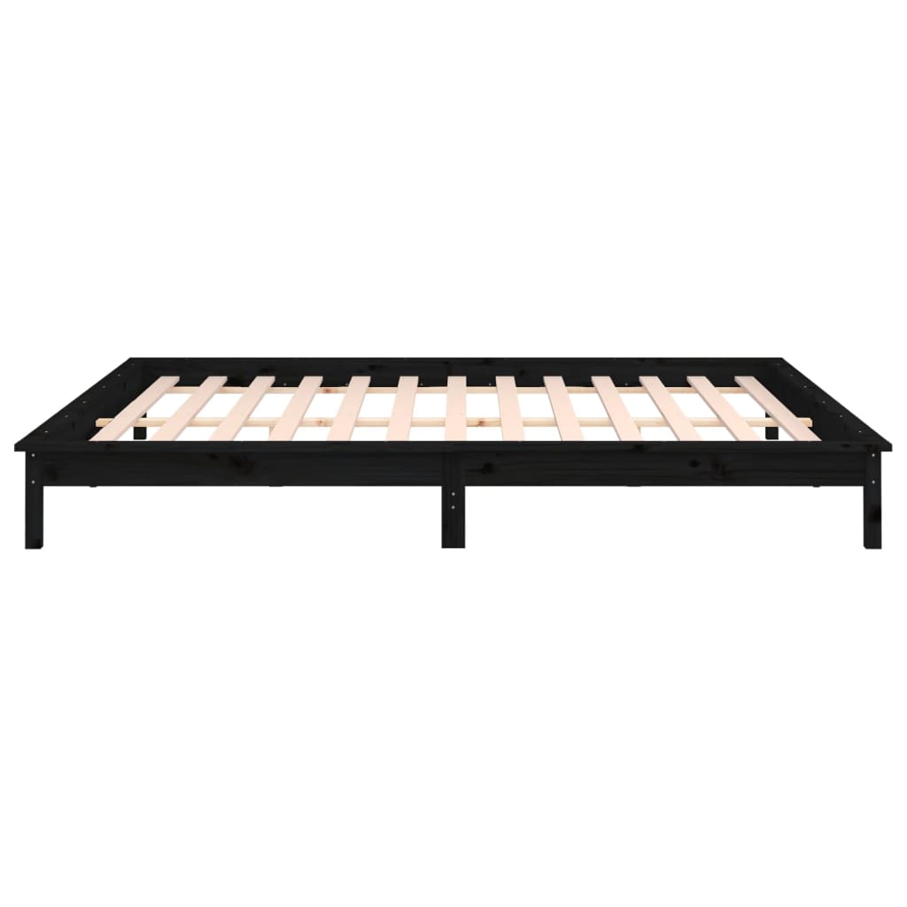 vidaXL LED Bed Frame without Mattress Black 200x200 cm Solid Wood