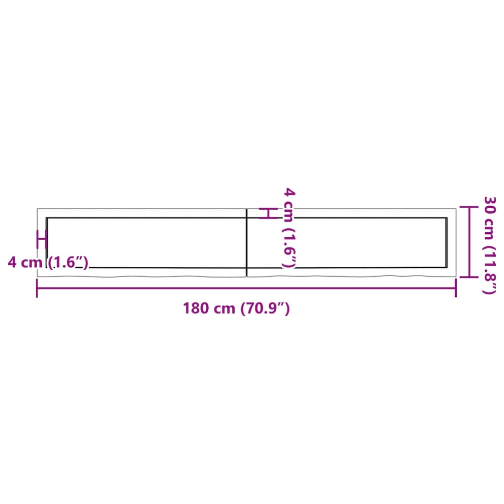 vidaXL Bathroom Countertop 180x30x(2-4) cm Untreated Solid Wood