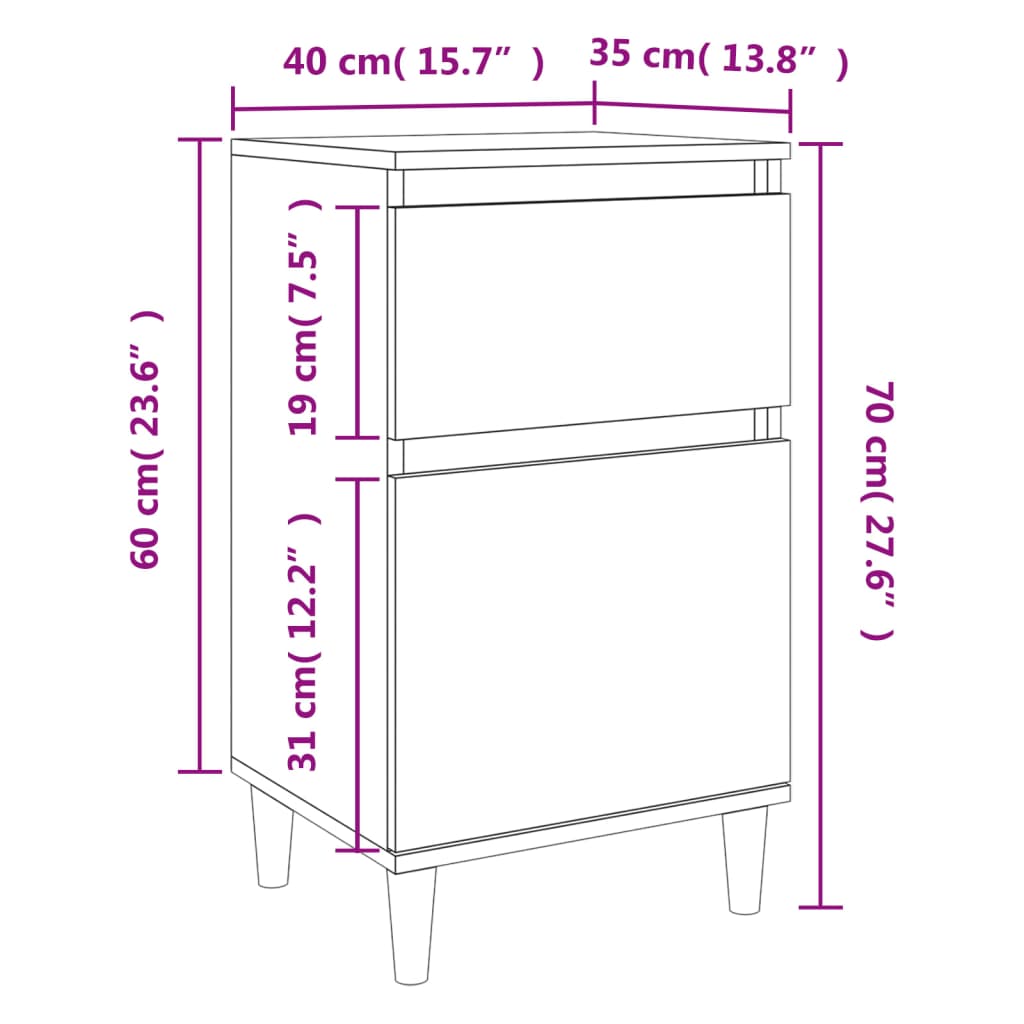 vidaXL Bedside Cabinets 2 pcs Smoked Oak 40x35x70 cm