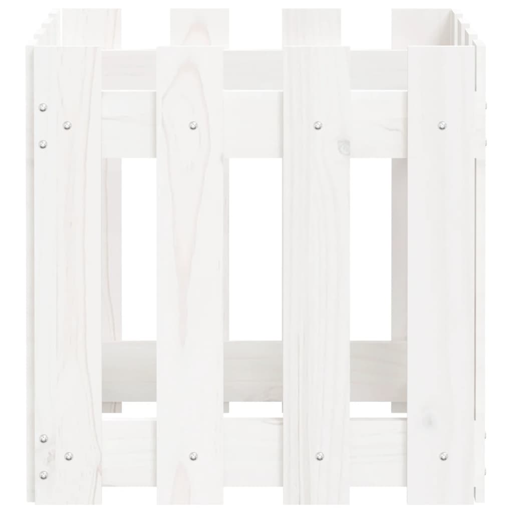 vidaXL Garden Planter with Fence Design White 40x40x40 cm Solid Wood Pine