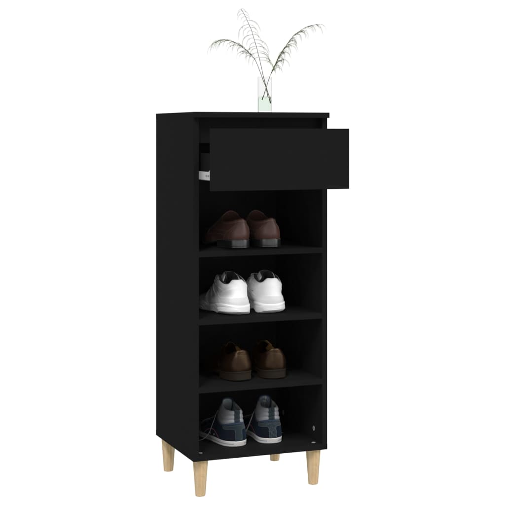 vidaXL Shoe Cabinet Black 40x36x105 cm Engineered Wood