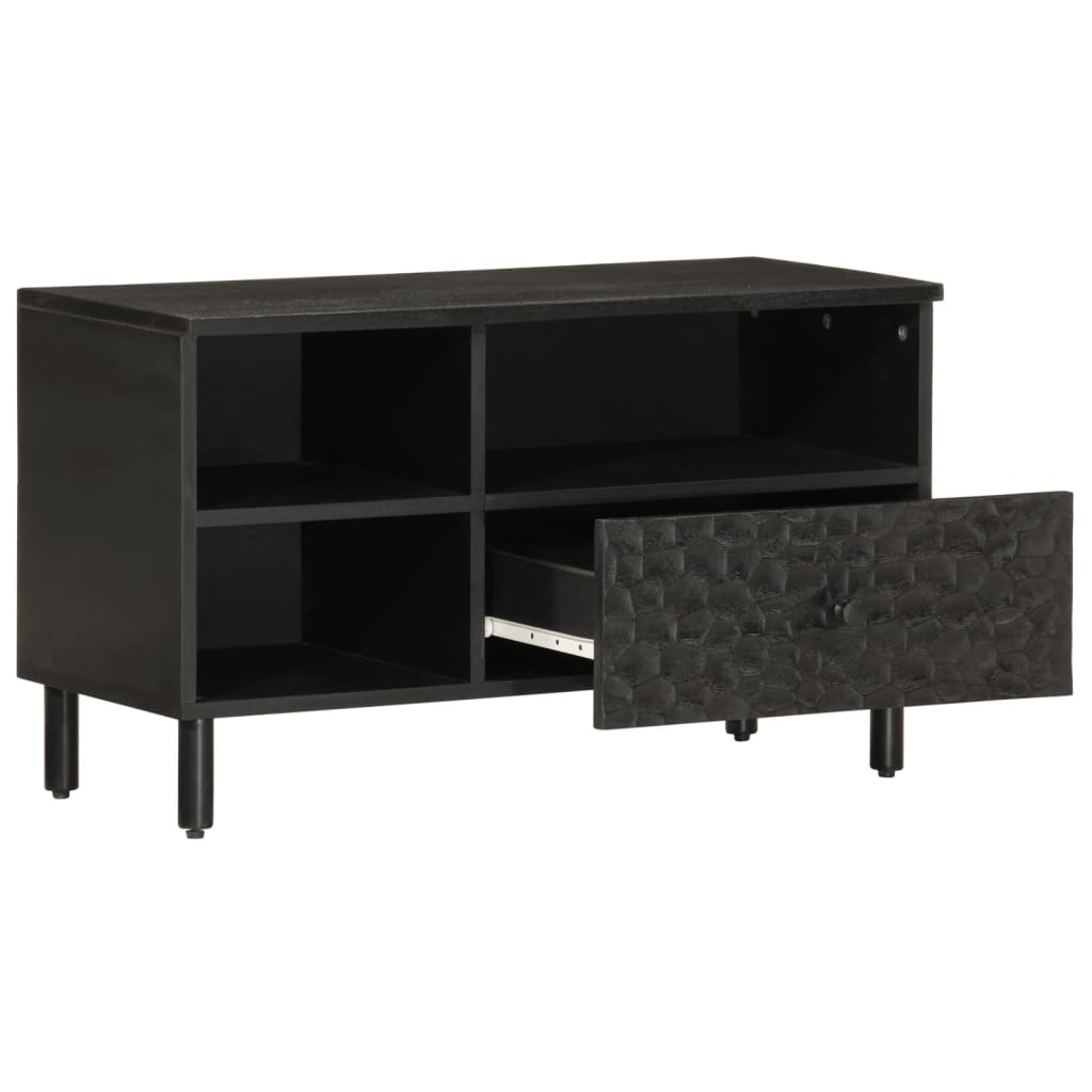 vidaXL TV Cabinet Black 80x33x46 cm Solid Wood Mango