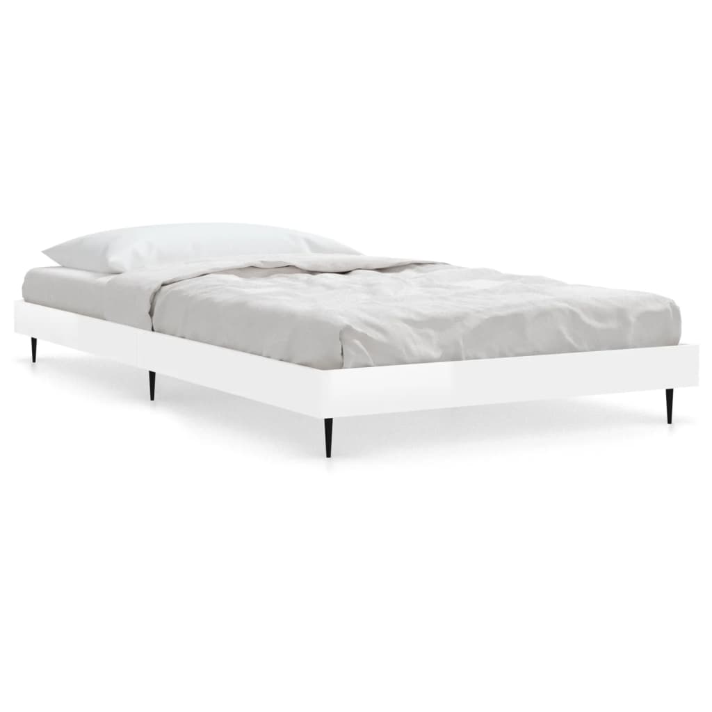 vidaXL Bed Frame without Mattress High Gloss White 90x200 cm