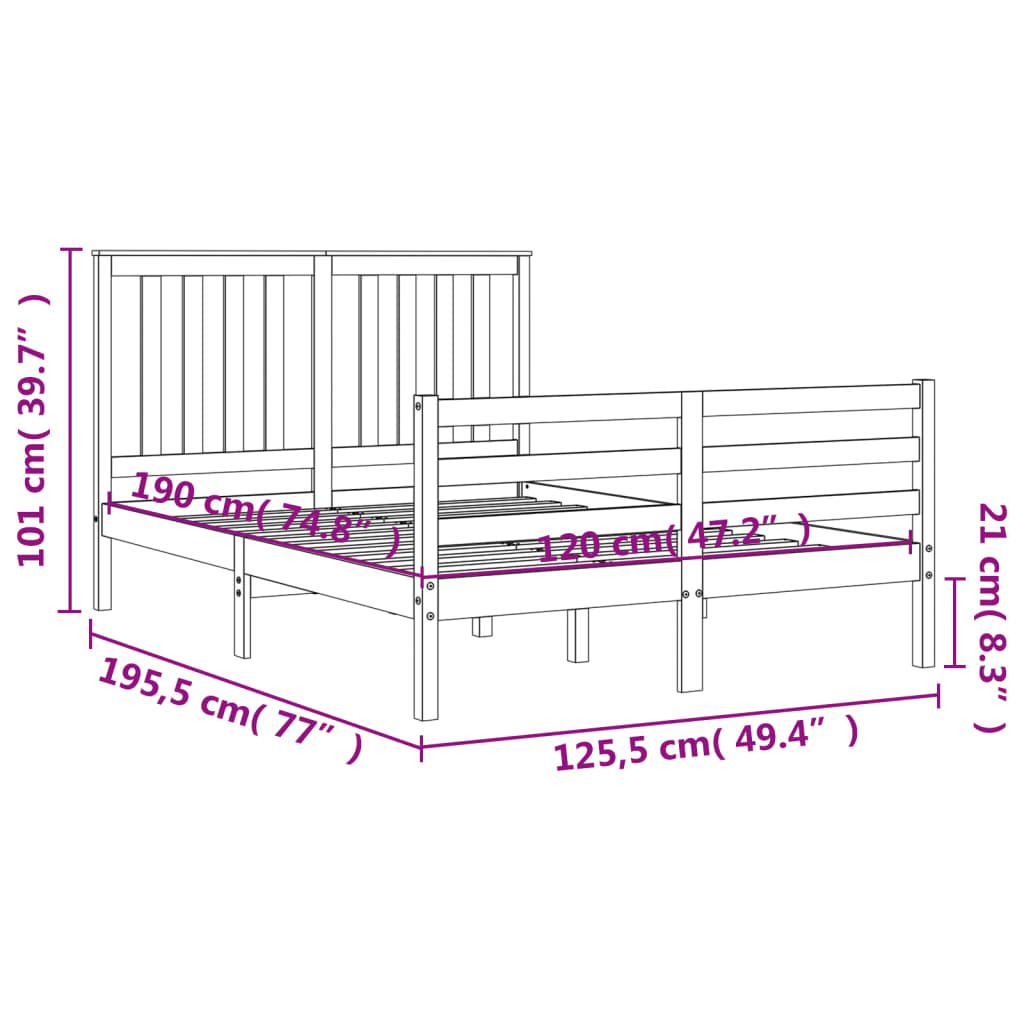 vidaXL Bed Frame without Mattress Small Double Solid Wood