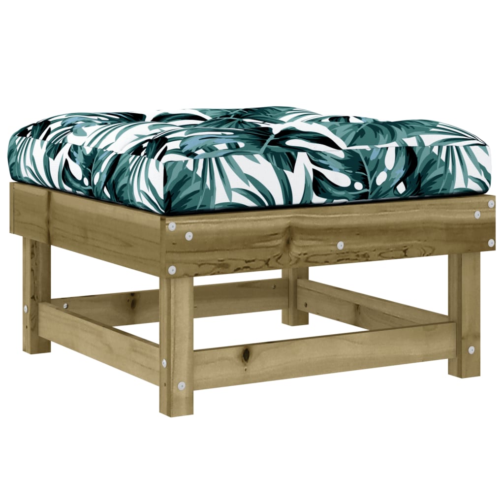 vidaXL Garden Footstool with Cushion Impregnated Wood Pine