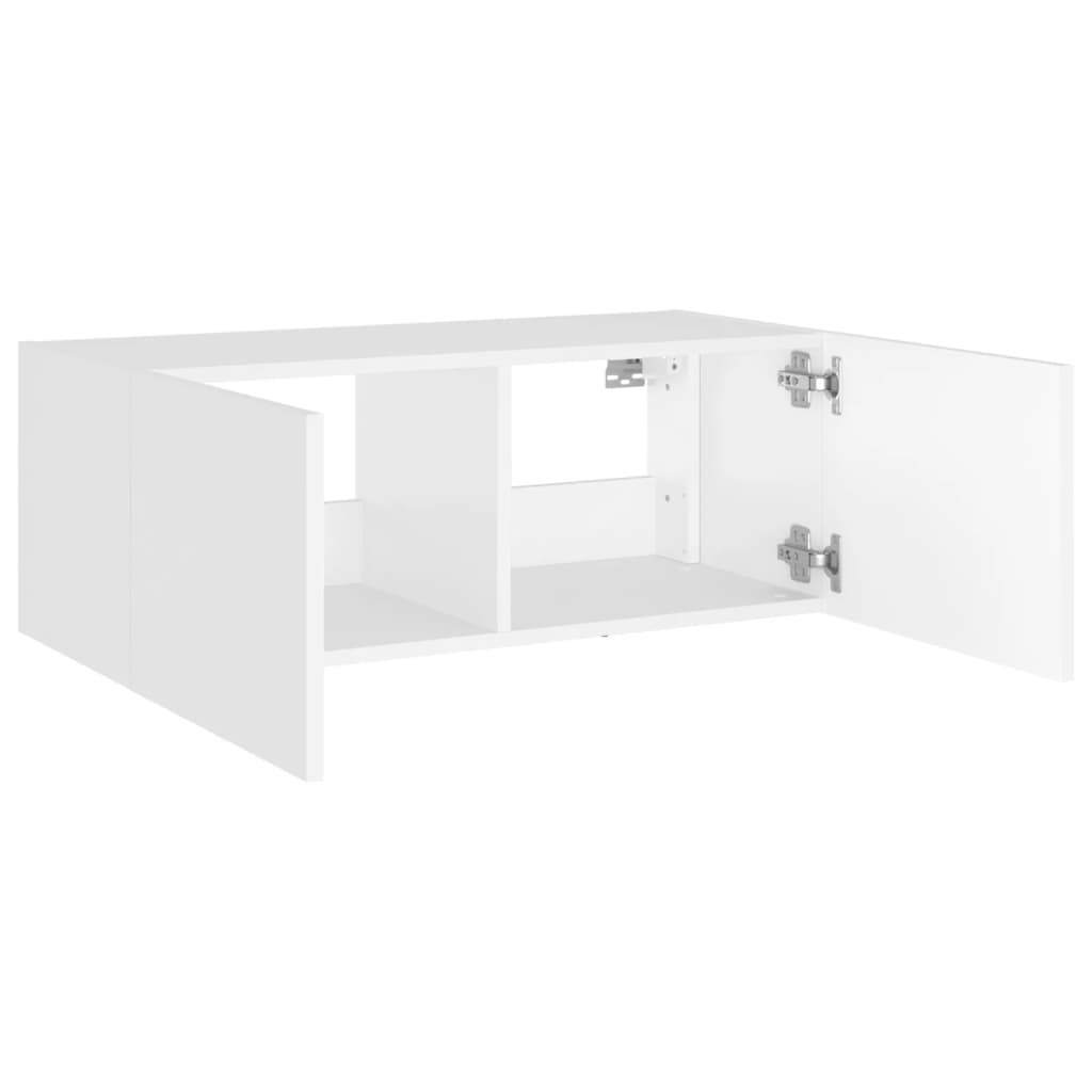 vidaXL TV Wall Cabinet with LED Lights White 80x35x31 cm