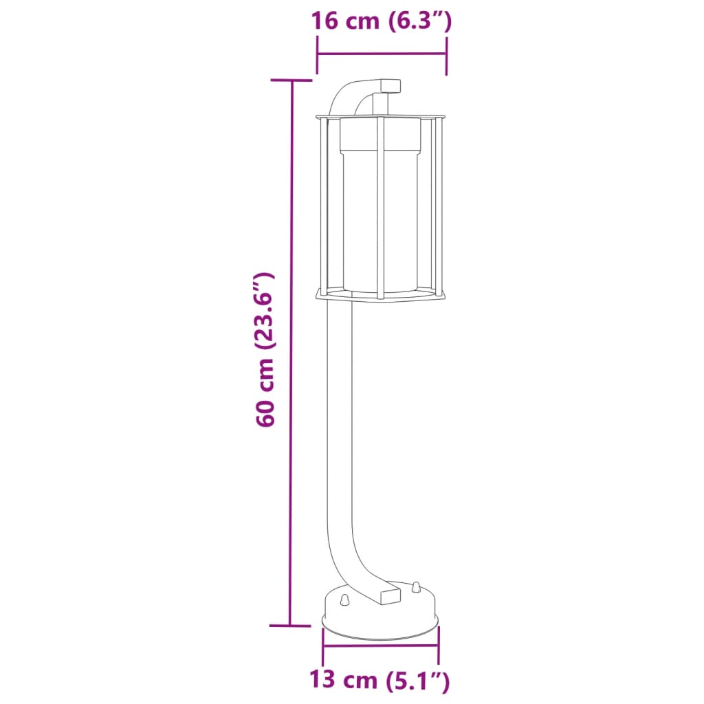 vidaXL Outdoor Floor Lamp Black 60 cm Stainless Steel