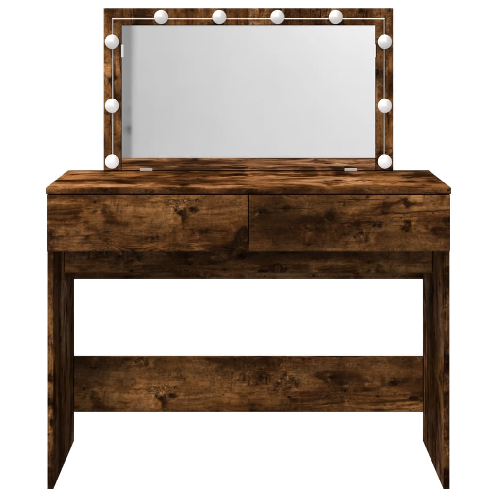 vidaXL Dressing Table with LED Smoked Oak 100x40x120 cm