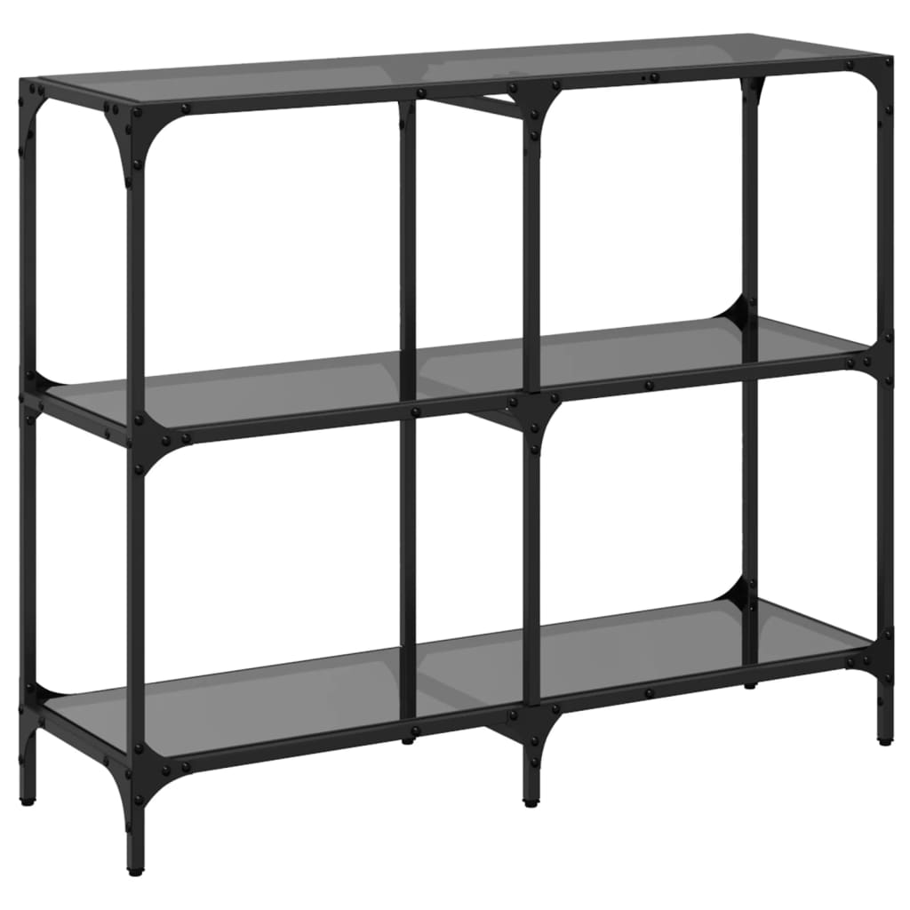 vidaXL Console Table with Black Glass Top 98x30x81 cm Steel