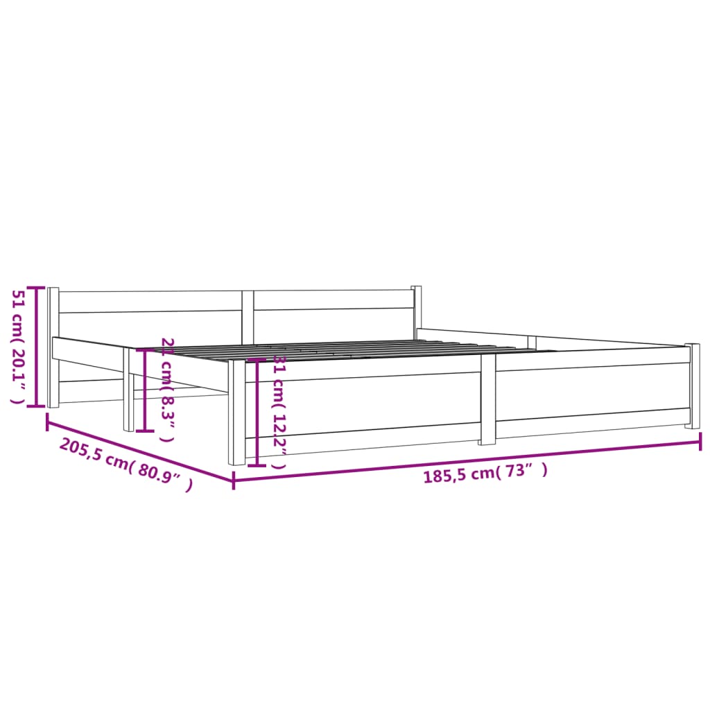 vidaXL Bed Frame without Mattress Solid Wood 180x200 cm Super King Size