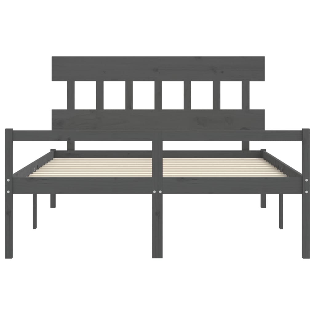 vidaXL Senior Bed without Mattress Grey King Size Solid Wood